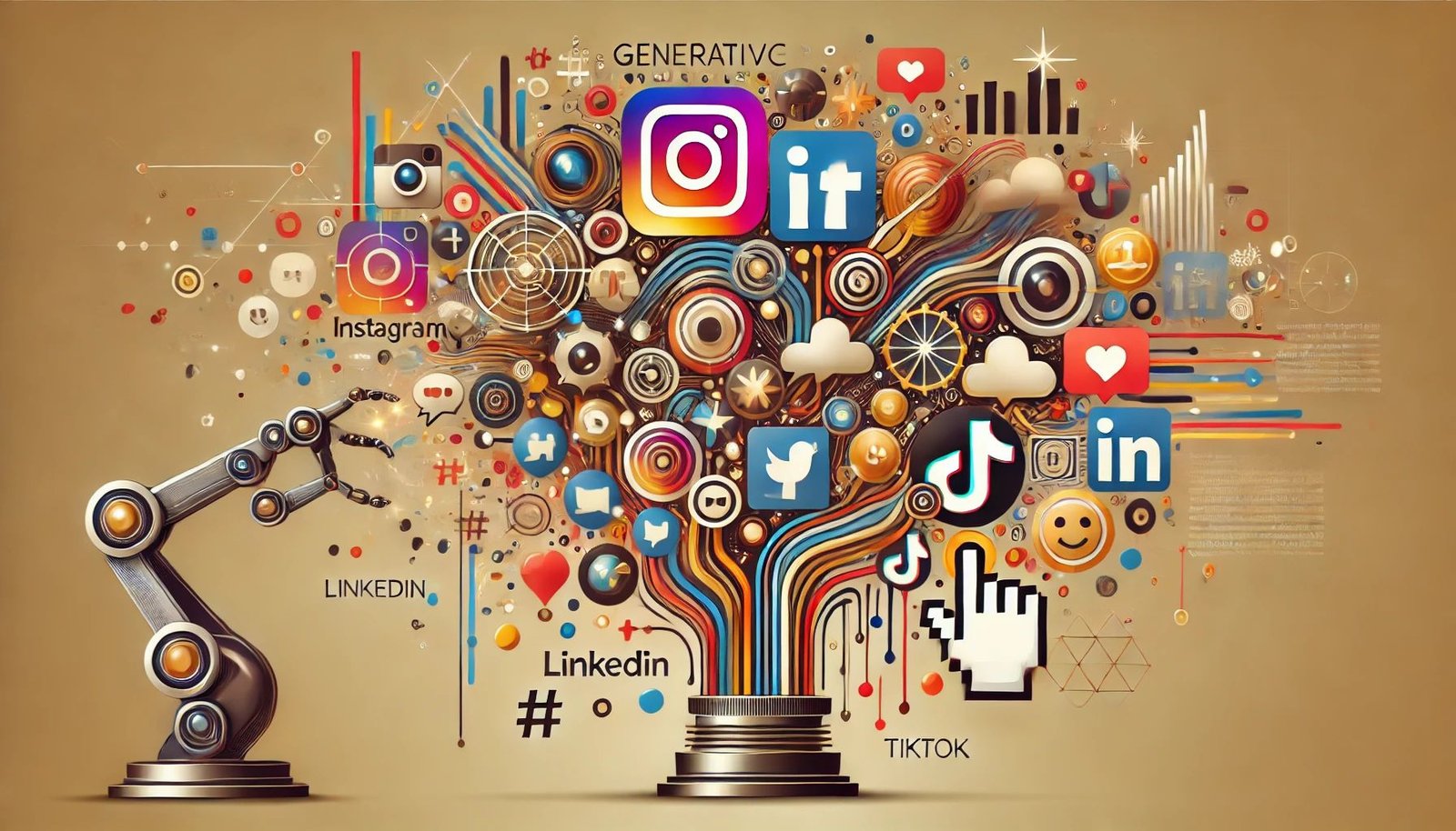Ein Bild zeigt, wie generative KI Social-Media-Posts und Videos effizient erstellt.