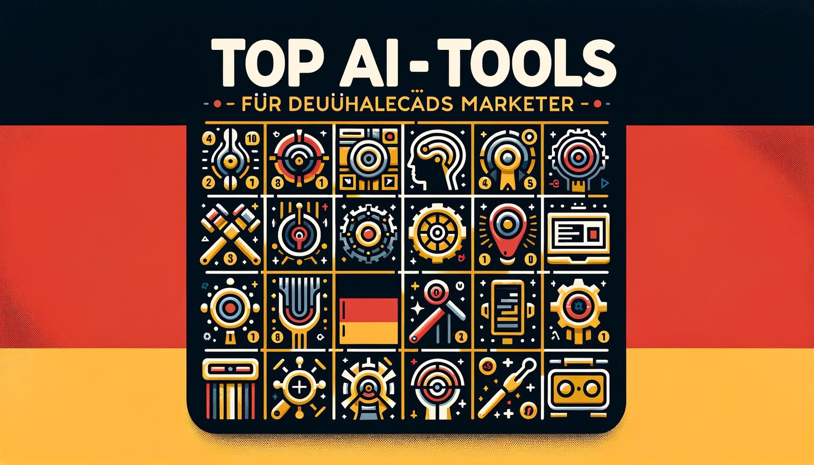 Ein Toolkit-Bild zeigt die Top 10 KI-Tools für Marketer in Deutschland.