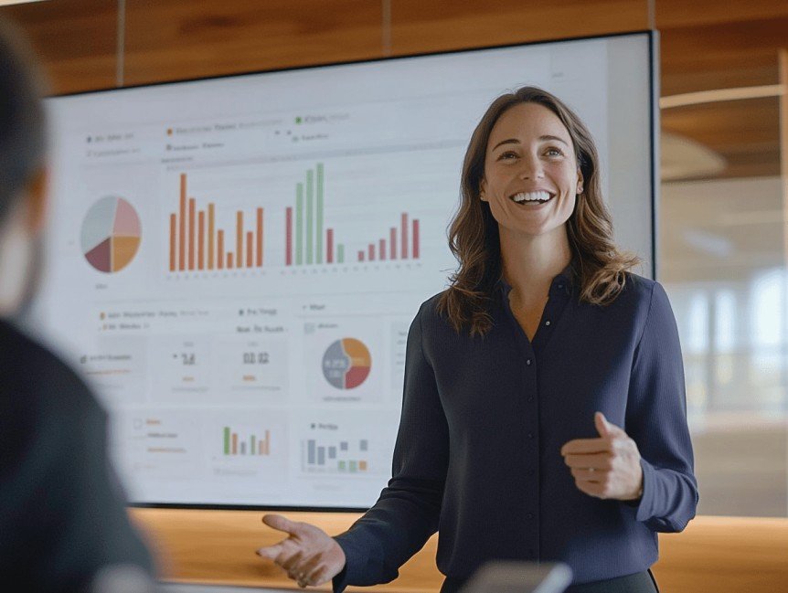 KI Expertin hält eine Präsentation über KI und Marketing KI Expertin hält eine Präsentation über KI und Marketing