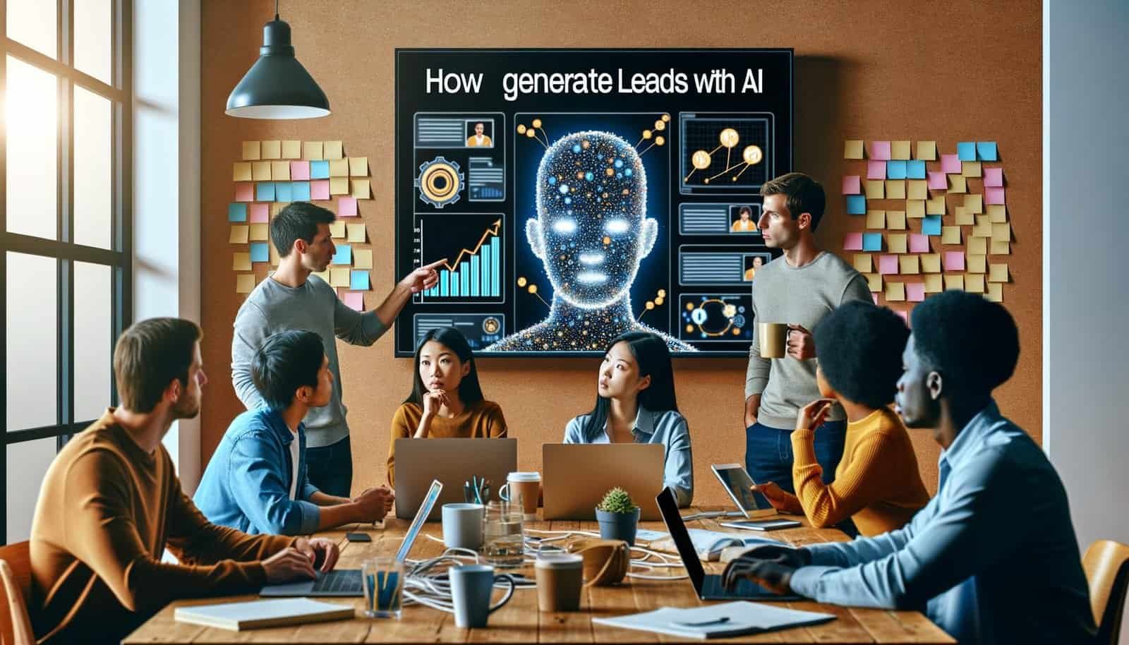 Wie Startups mit KI Leads generieren. Mitarbeiter eines Startups sitzen in einem Meeting.