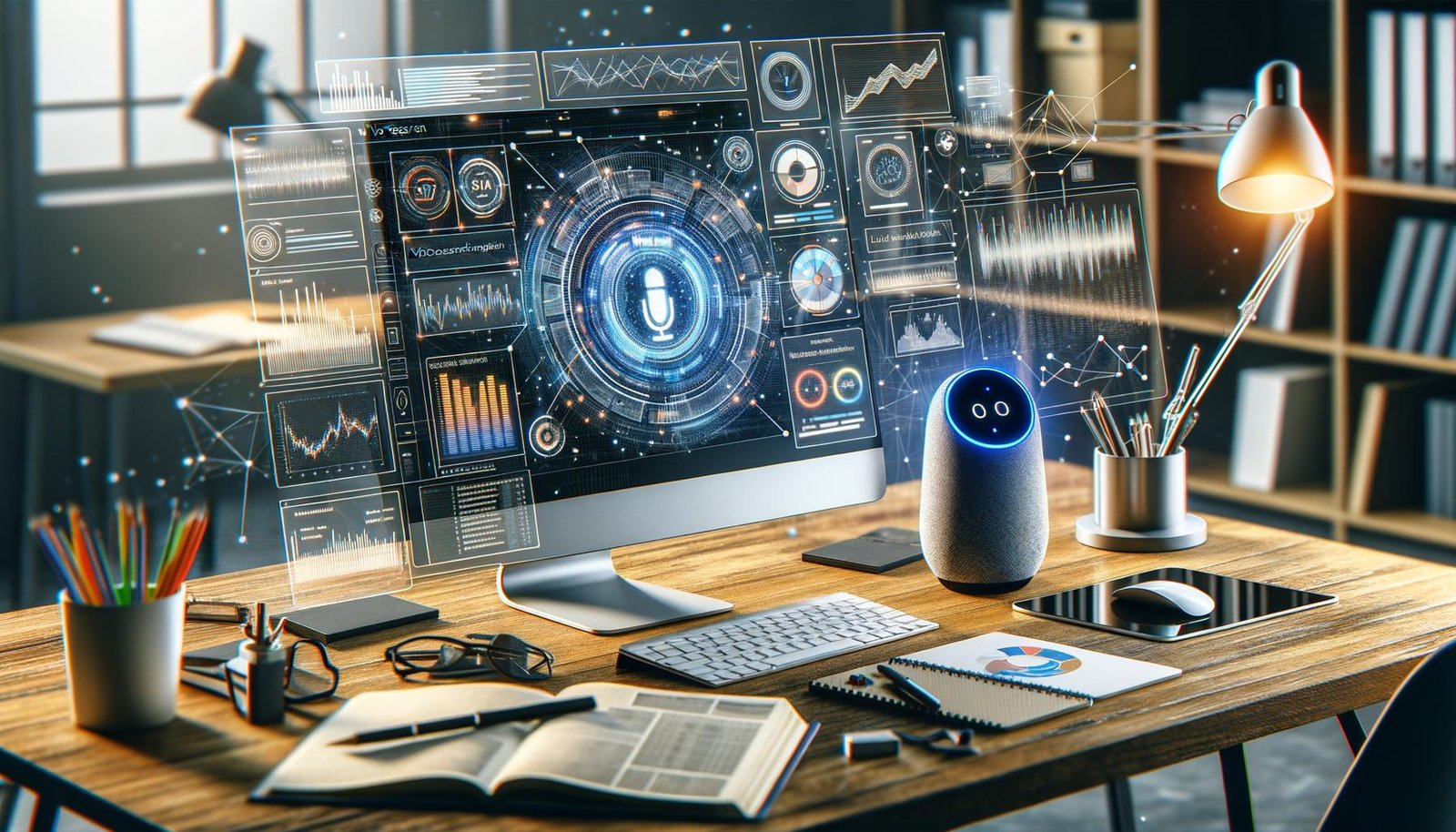 Ein mobiles Interface zeigt, wie KI Voice Search optimiert und relevante Keywords findet.